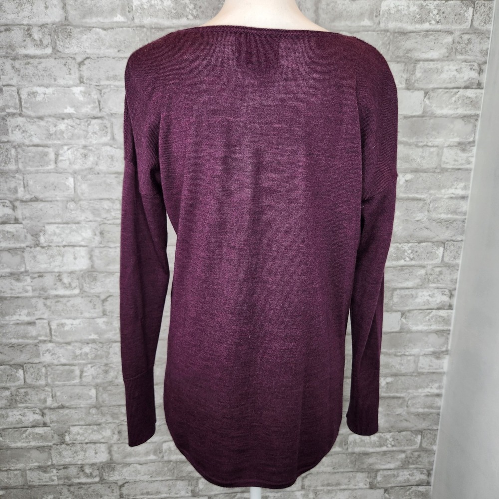 Cynthia Rowley Sweater Purple Extrafine Merino Wool Waffle Knit Casual Large - Picture 4 of 7